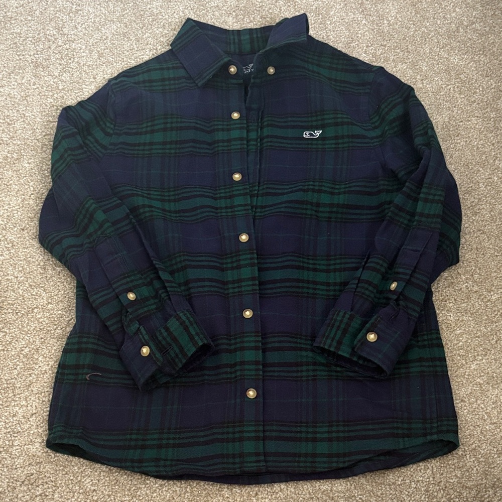 Vineyard Vines Green and Blue Plaid Button Down Shirt